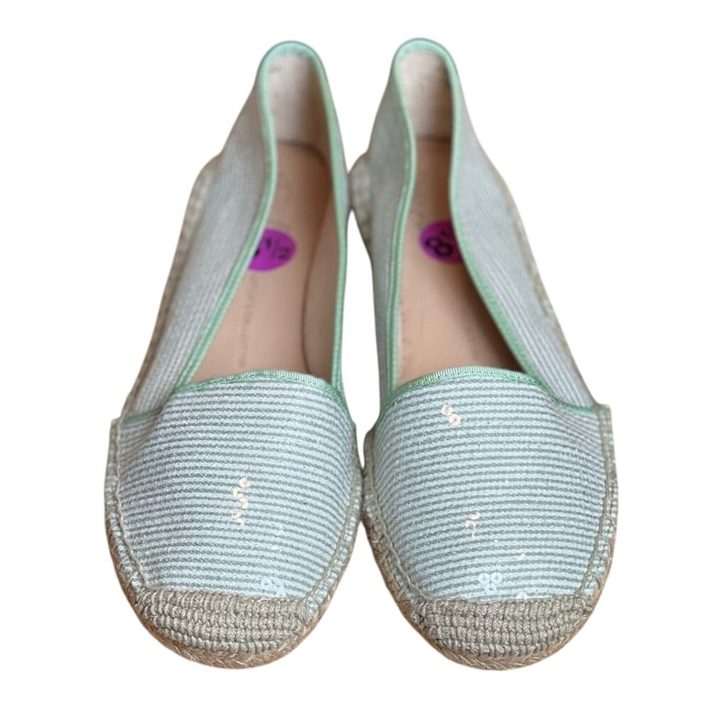 Franco Sarto Mint Green Striped Sequin Espadrille Flats Slip On Summer - 8.5 M